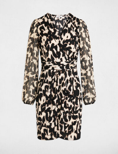 Robe courte ajustée imprimée multicolore femme