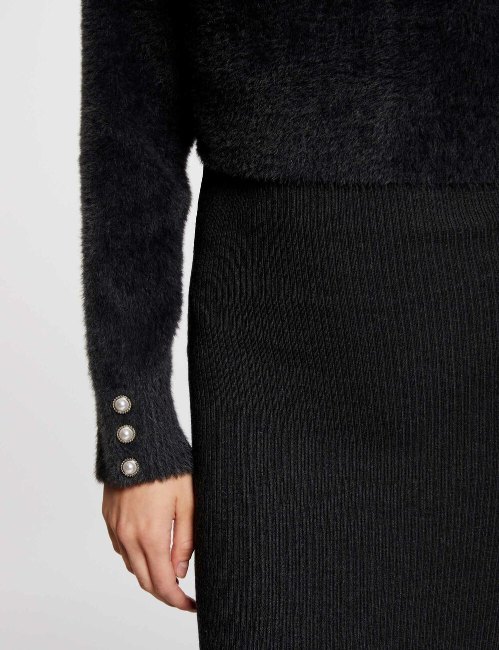 2-in-1 Strickkleid in Midi-L&auml;nge dunkelgrau damen