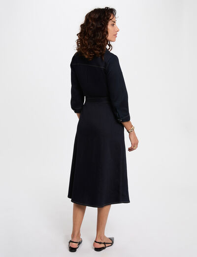 Robe 3/4 boutonnée denim brut femme