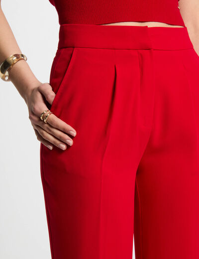 Weite Hose mit Falten rot damen