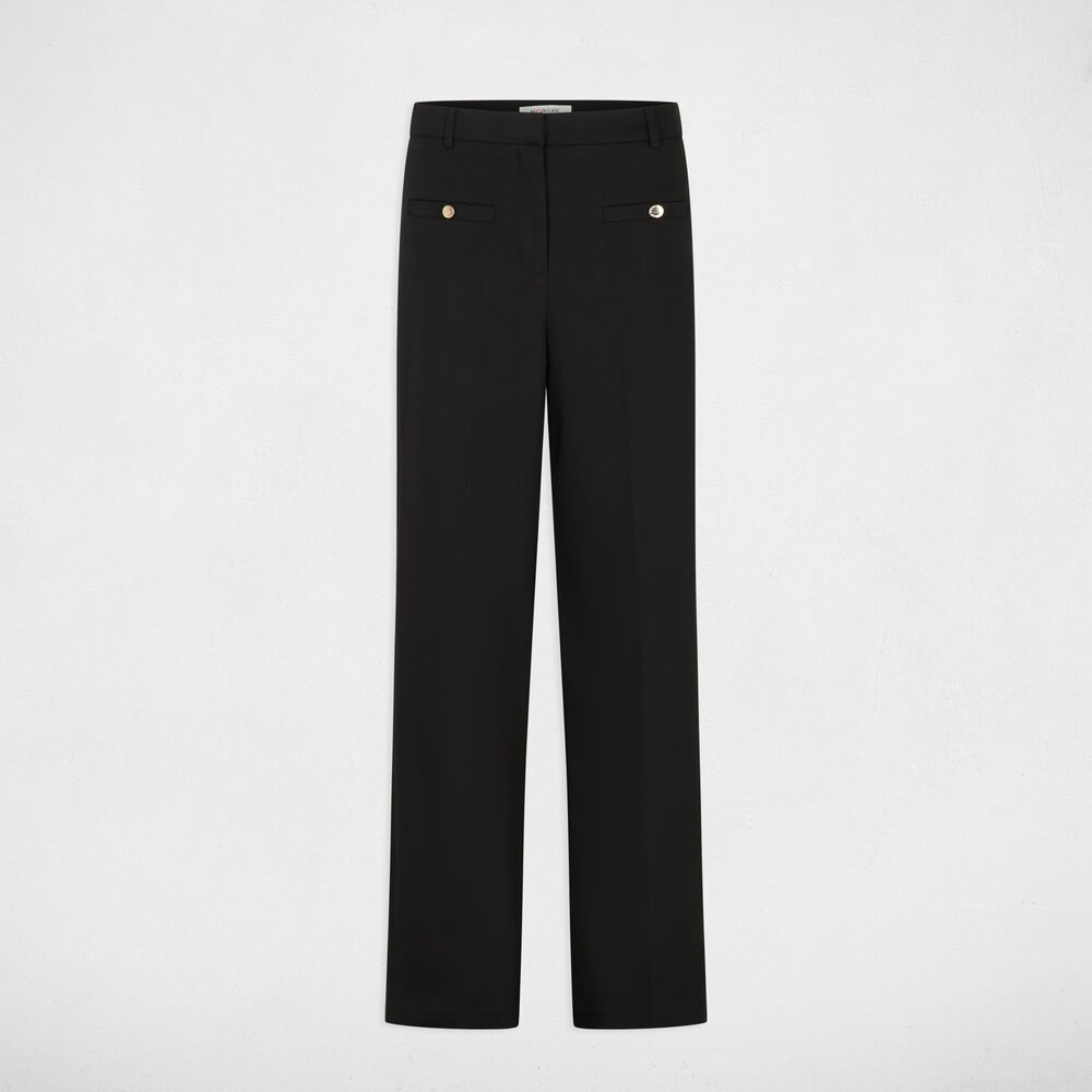 Weit geschnittene hochgeschnittene Hose schwarz damen