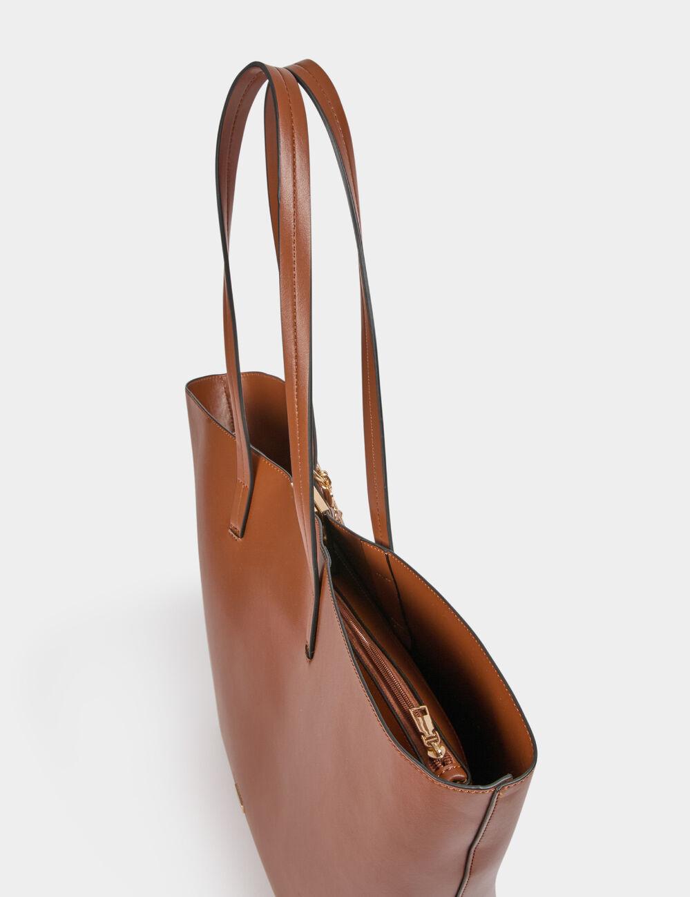 Sac cabas trapèze camel femme