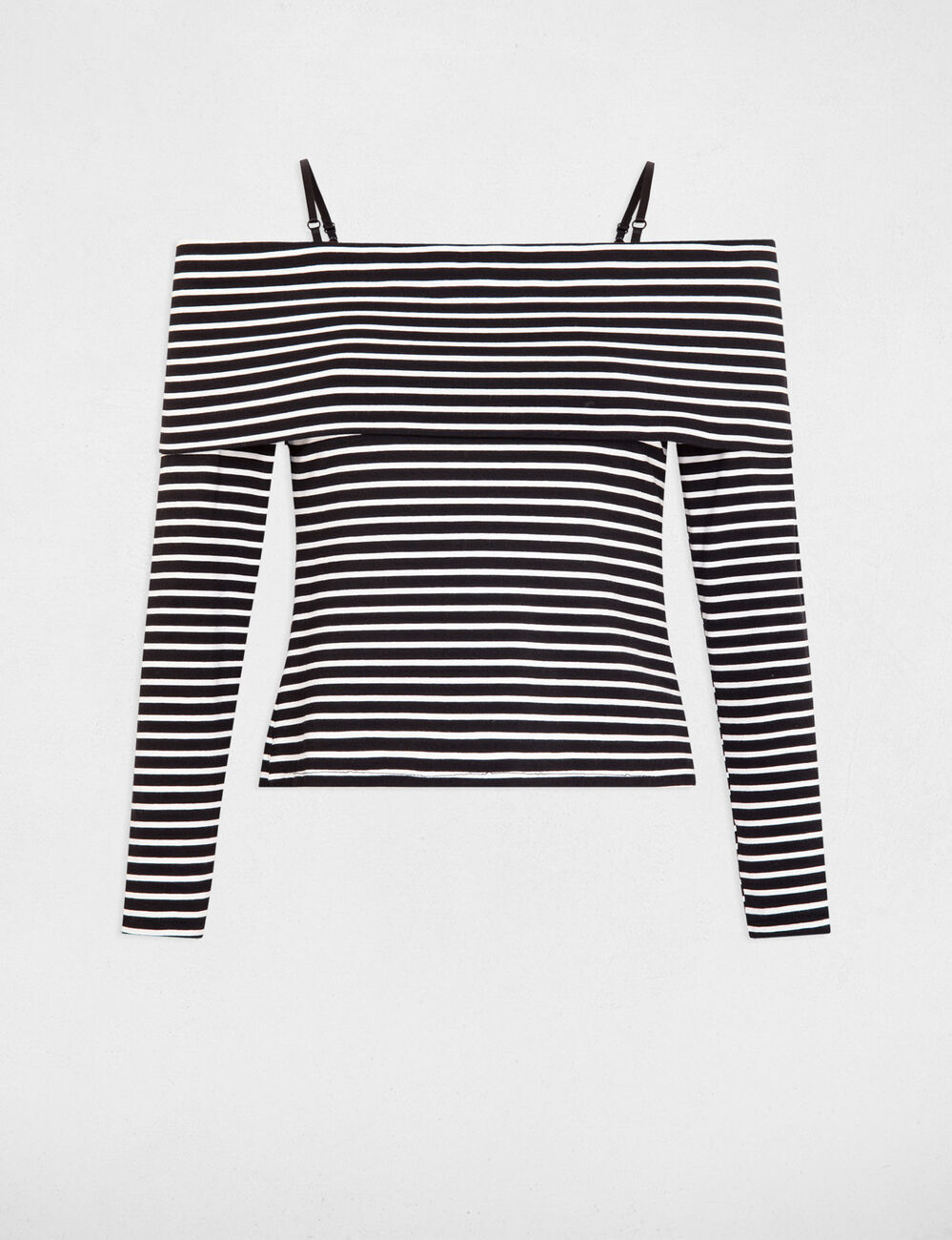 Langarm-T-Shirt gestreift elfenbein damen