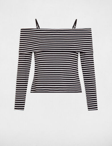 Langarm-T-Shirt gestreift elfenbein damen