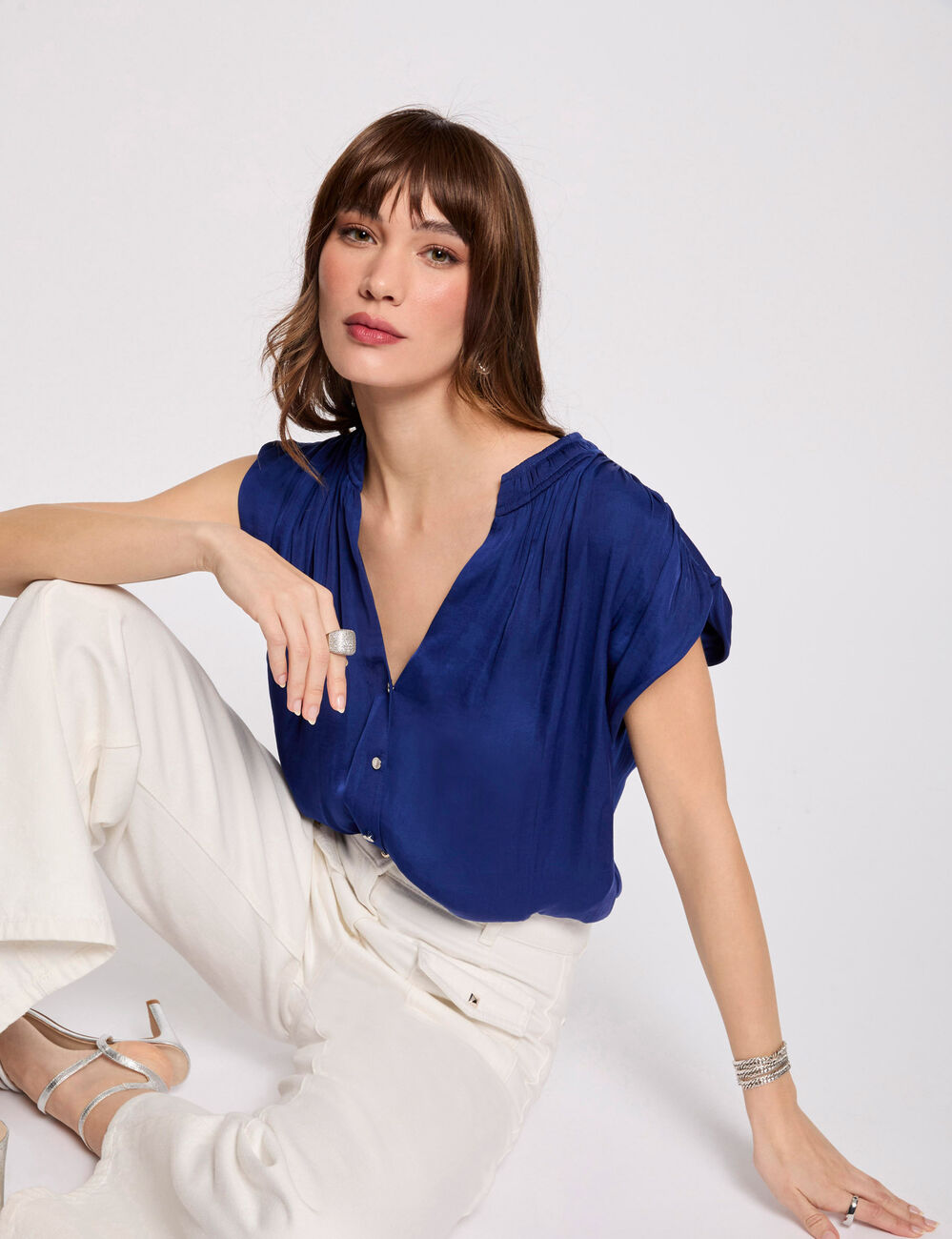 Blouse sans manches bleu electrique femme