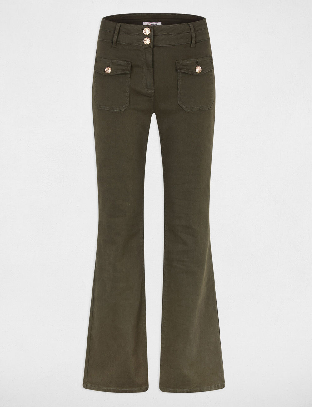 Pantalon bootcut vert kaki femme