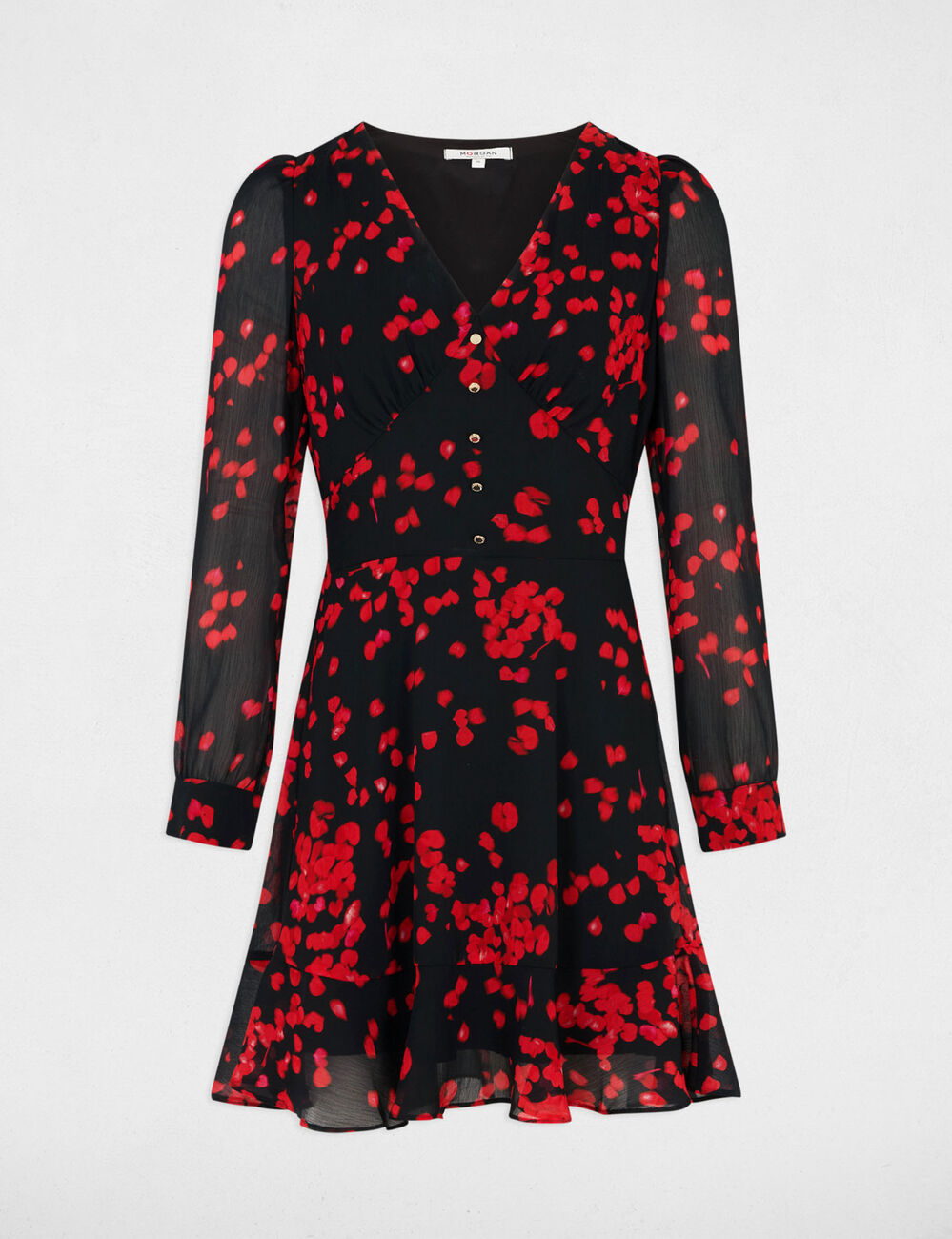 Kurzes ausgestelltes Kleid mit Print mehrfarbig damen