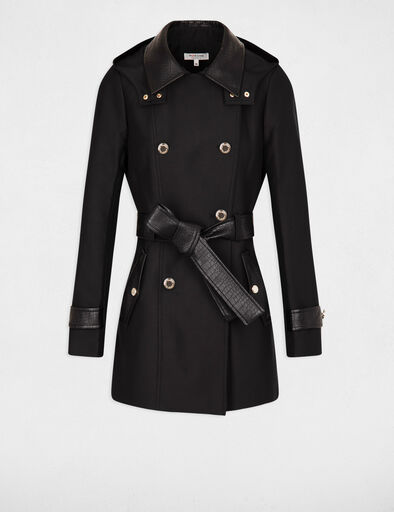 trench details simili cuir noir femme Trench détails simili cuir noir femme