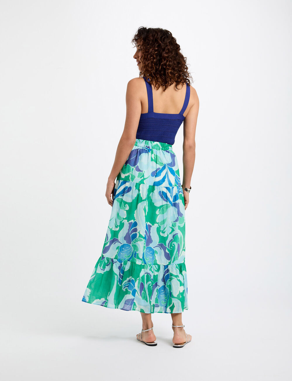 Top maille bretelles larges bleu electrique femme