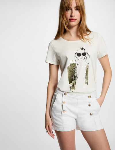 Jeans-Shorts mit Knöpfen weiss damen