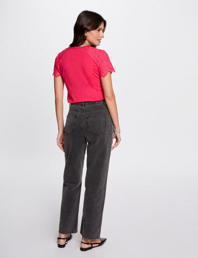 T-shirt manches courtes rose fushia femme