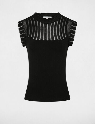 Ärmelloser Pullover Rundkragen schwarz damen