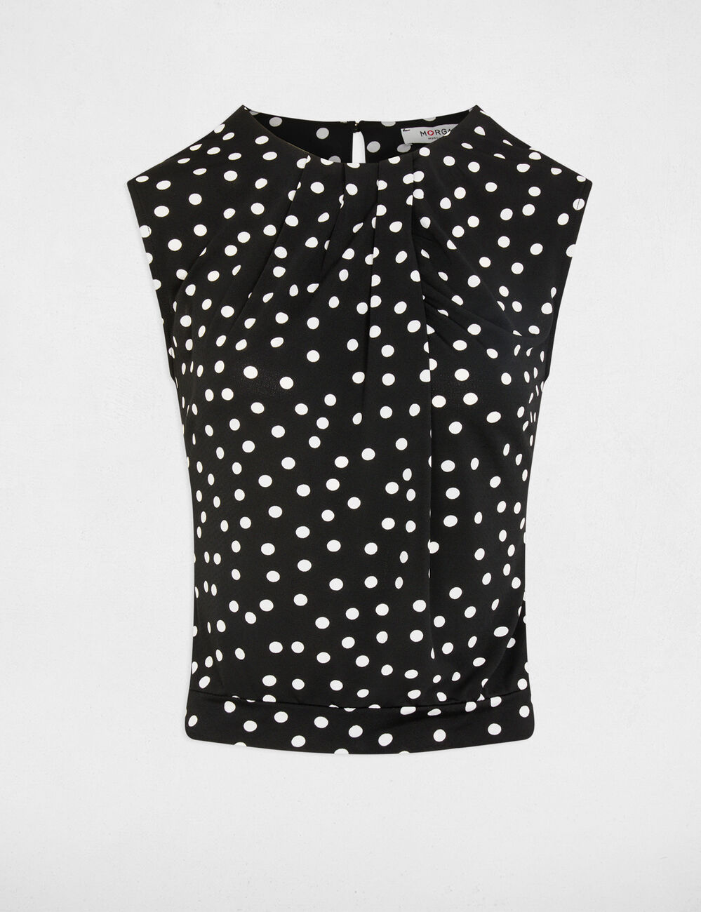 T-shirt court sans manches noir femme