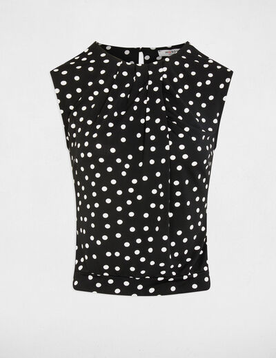 T-shirt court sans manches noir femme