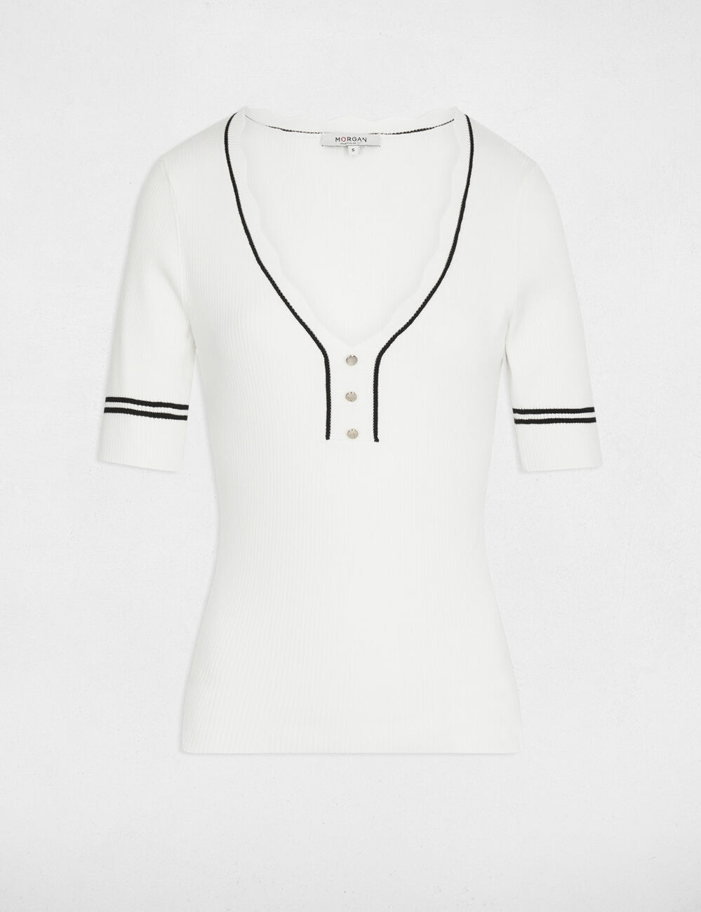 Figurbetonter V-Pullover weiss damen