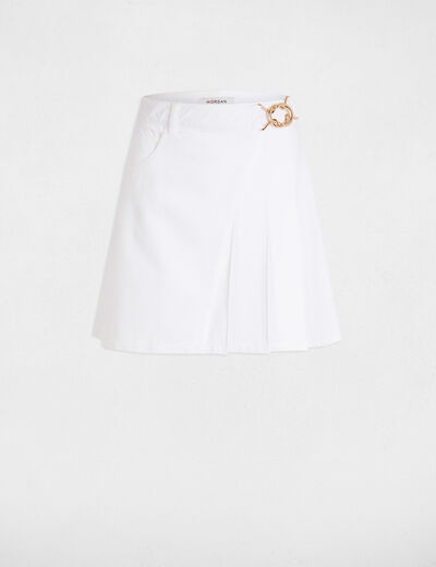 Jupe en jean plissée blanc femme