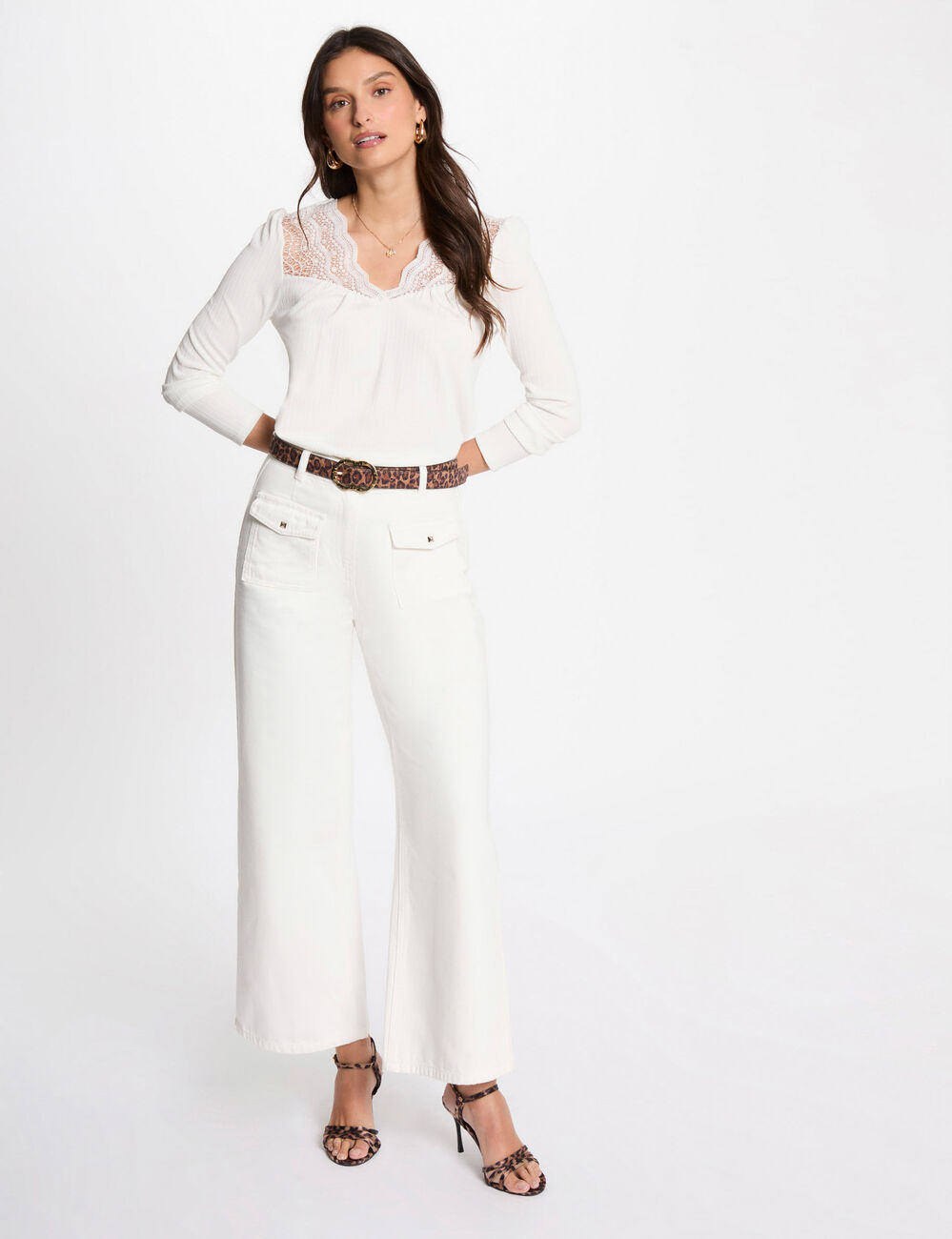 Langarm-T-Shirt weiss damen