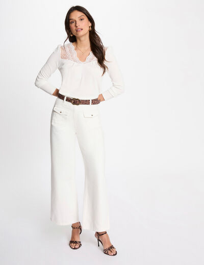 Langarm-T-Shirt weiss damen