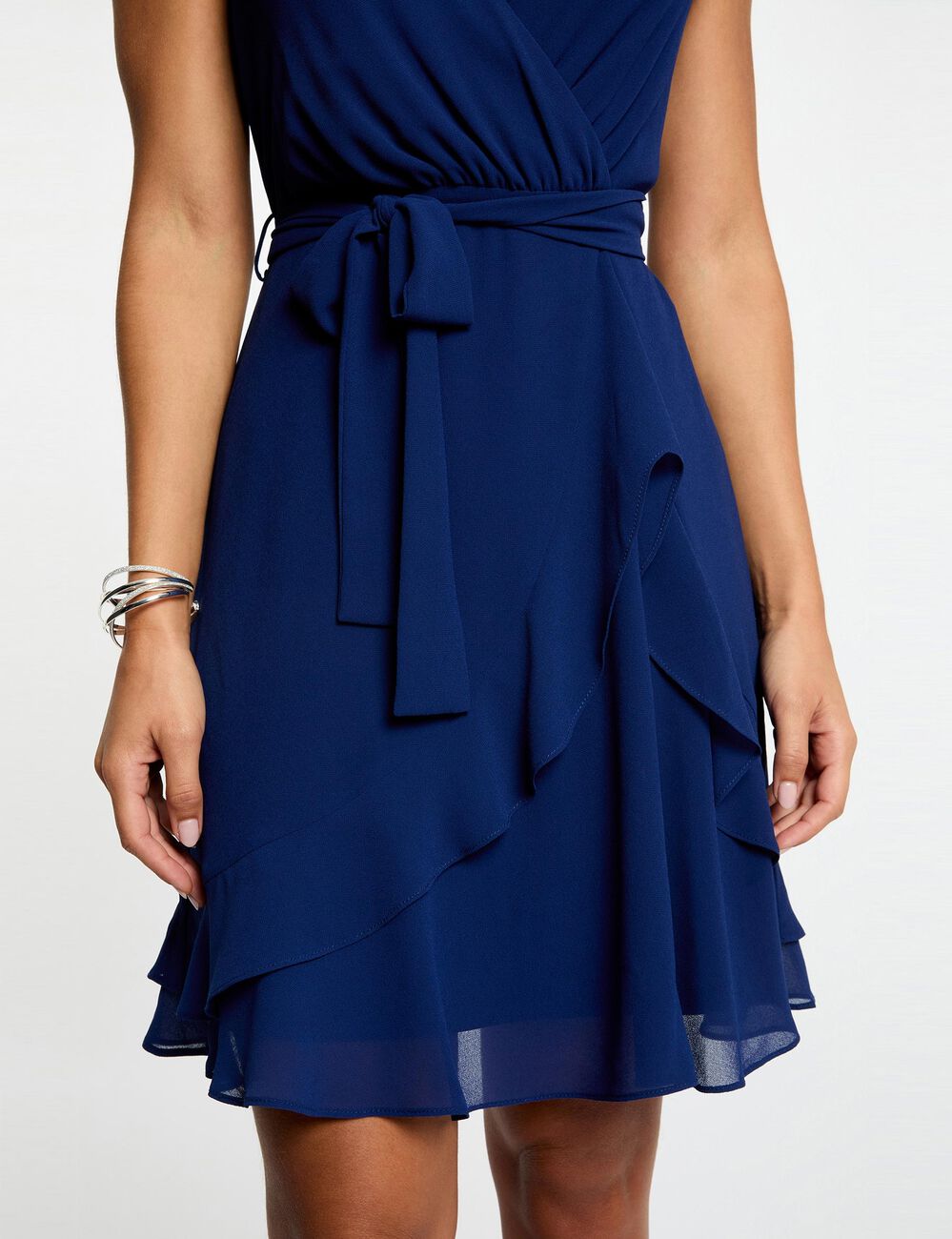 Robe courte portefeuille bleu marine femme