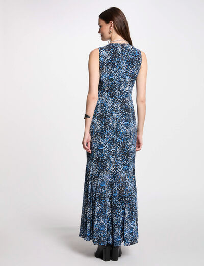 Robe longue droite imprimée multicolore femme