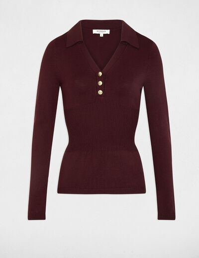 Figurbetonter Pulli mit Polokragen pflaume damen
