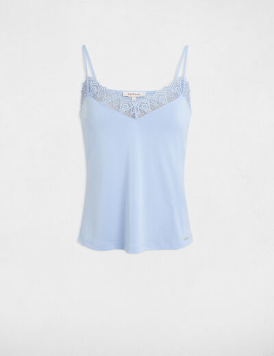 Tanktop mit Spitze himmelblau damen
