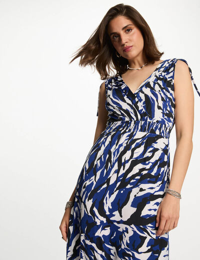 Langes gerades Kleid mit Muster mehrfarbig damen