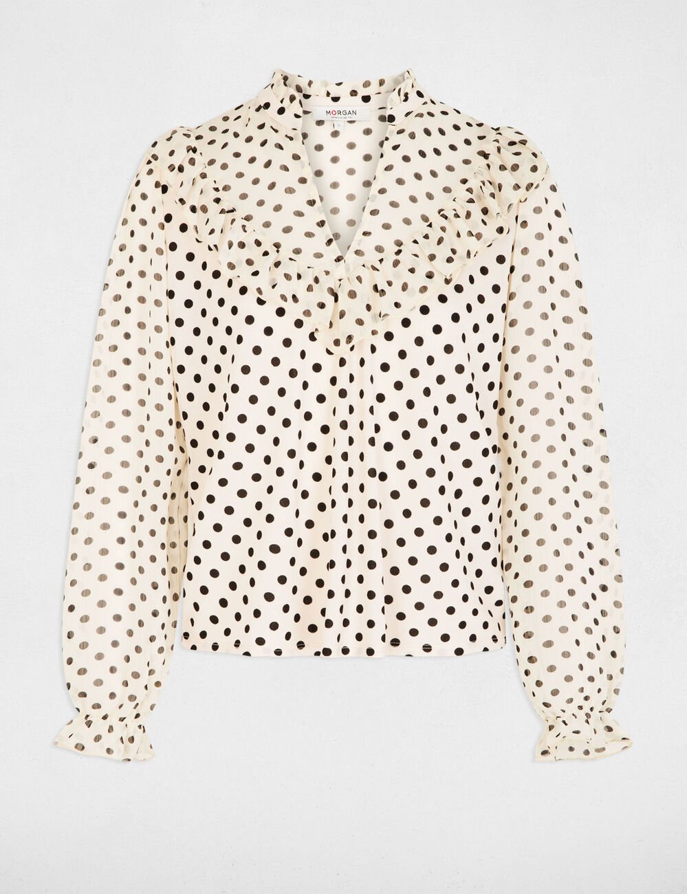 T-Shirt aus Voile mit V-Ausschnitt weiss damen