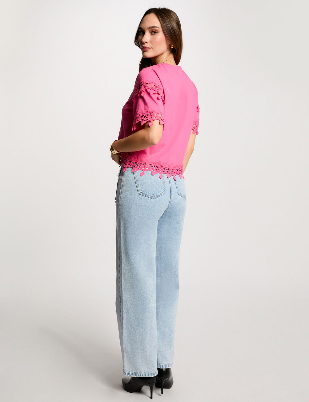 T-Shirt mit kurzen Ärmeln rosa damen