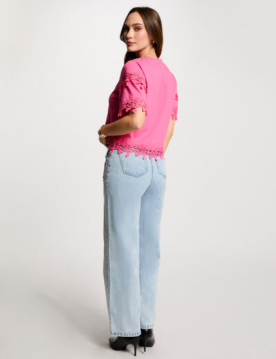 T-Shirt mit kurzen Ärmeln rosa damen