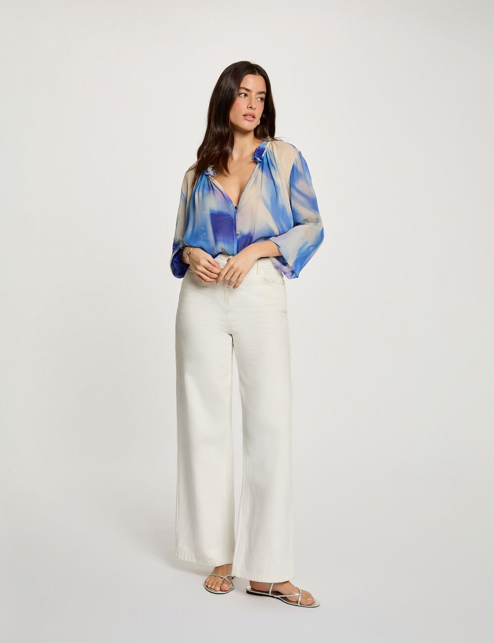 Chemise fluide ajust&eacute;e multicolore femme