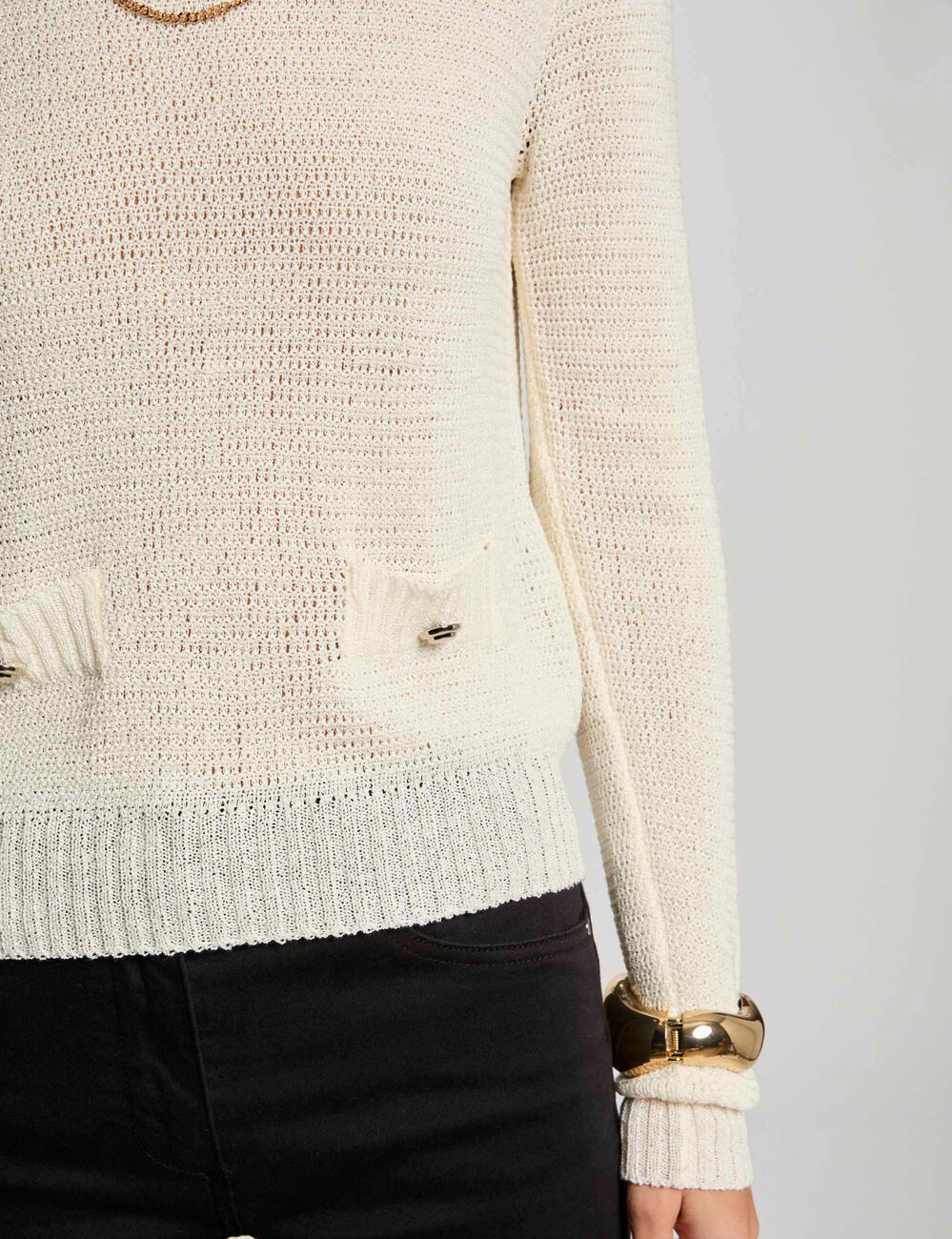 Pullover mit Rundhalsausschnitt elfenbein damen