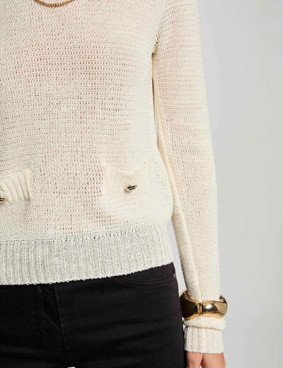 Pullover mit Rundhalsausschnitt elfenbein damen