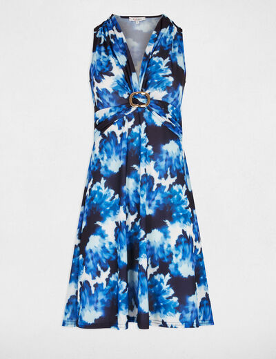 Robe courte trapèze imprimée multicolore femme