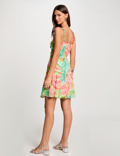 Kurzes, ausgestelltes Kleid mit Print mehrfarbig damen