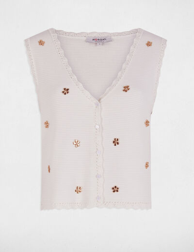 Gilet sans manches blanc femme