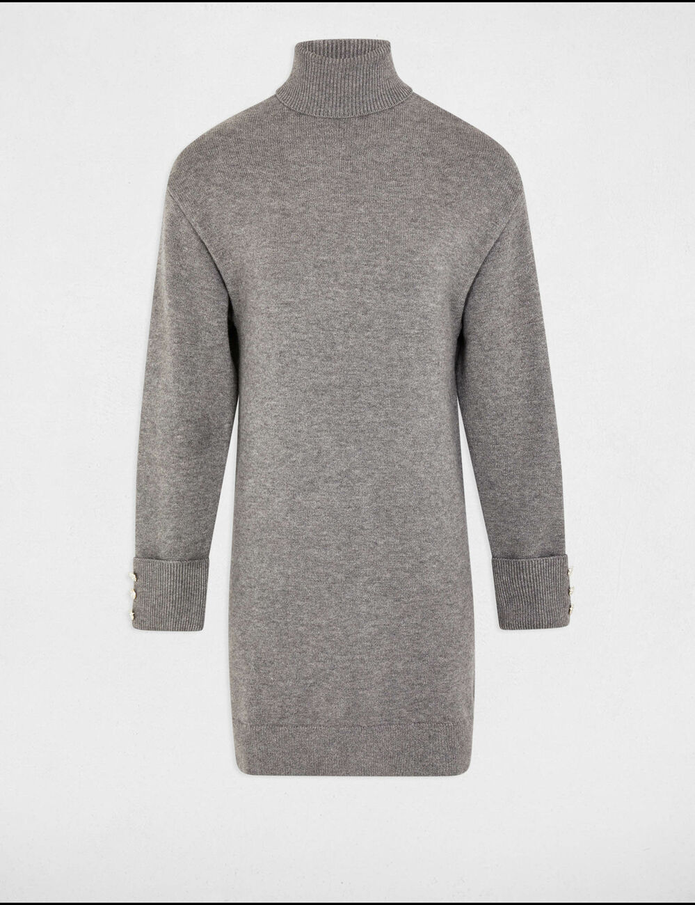 Kurzes, gerades Strickkleid gris clair damen
