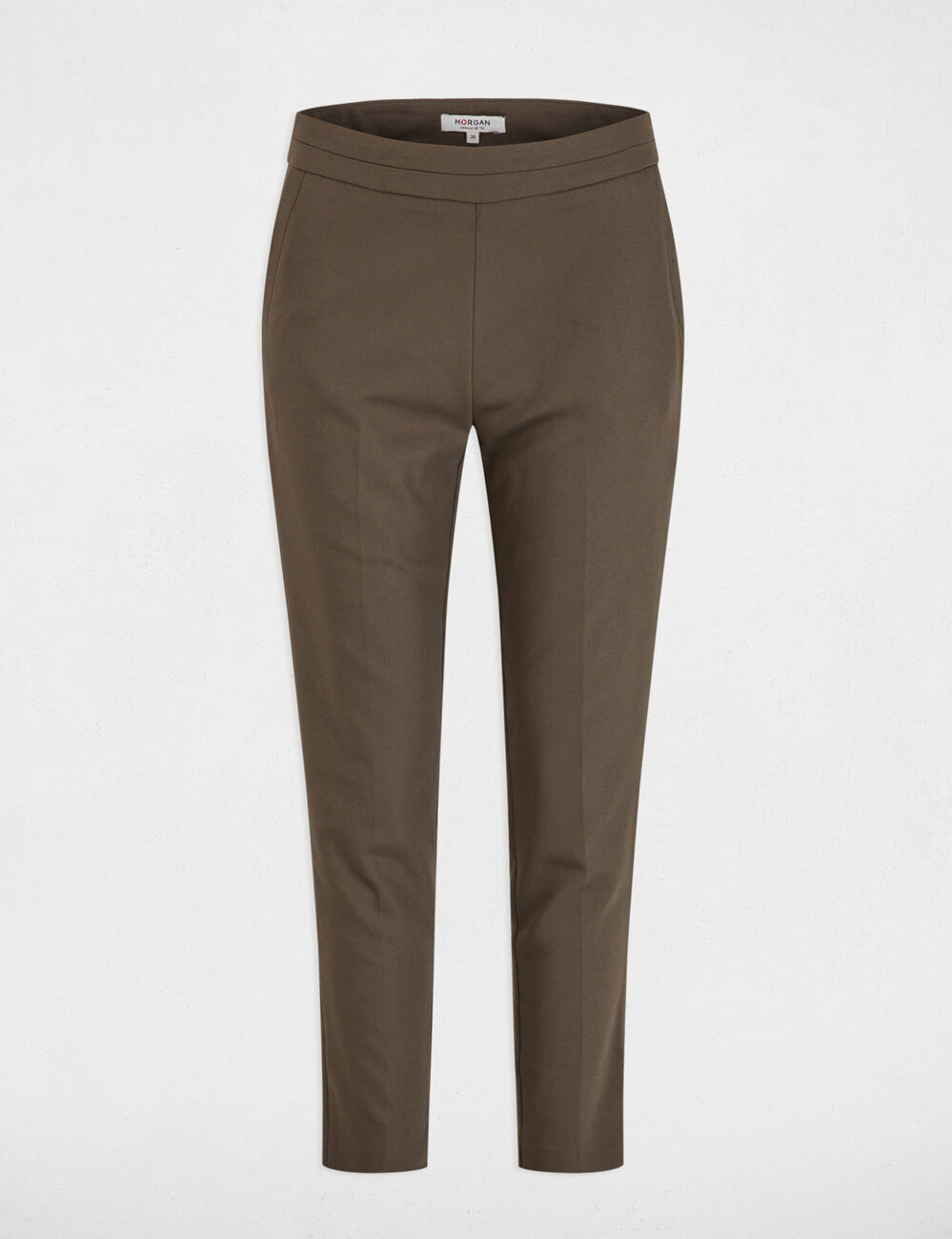 Pantalon cigarette 7/8ème vert kaki femme
