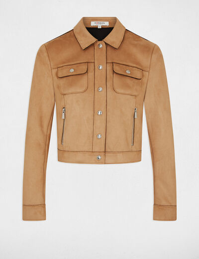 Wildlederblouson mit Knöpfen kamel damen