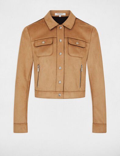 blouson suedine boutonne camel femme Blouson suédine boutonné camel femme
