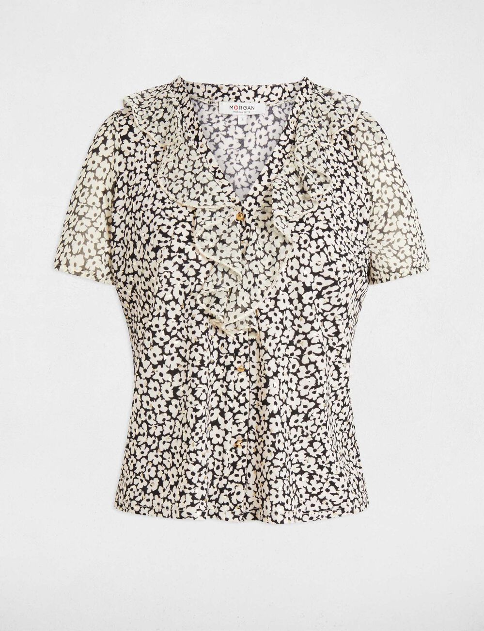 Bluse mit kurzen Ärmeln weiss damen