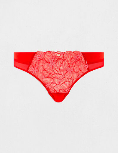 Slip en dentelle rouge femme