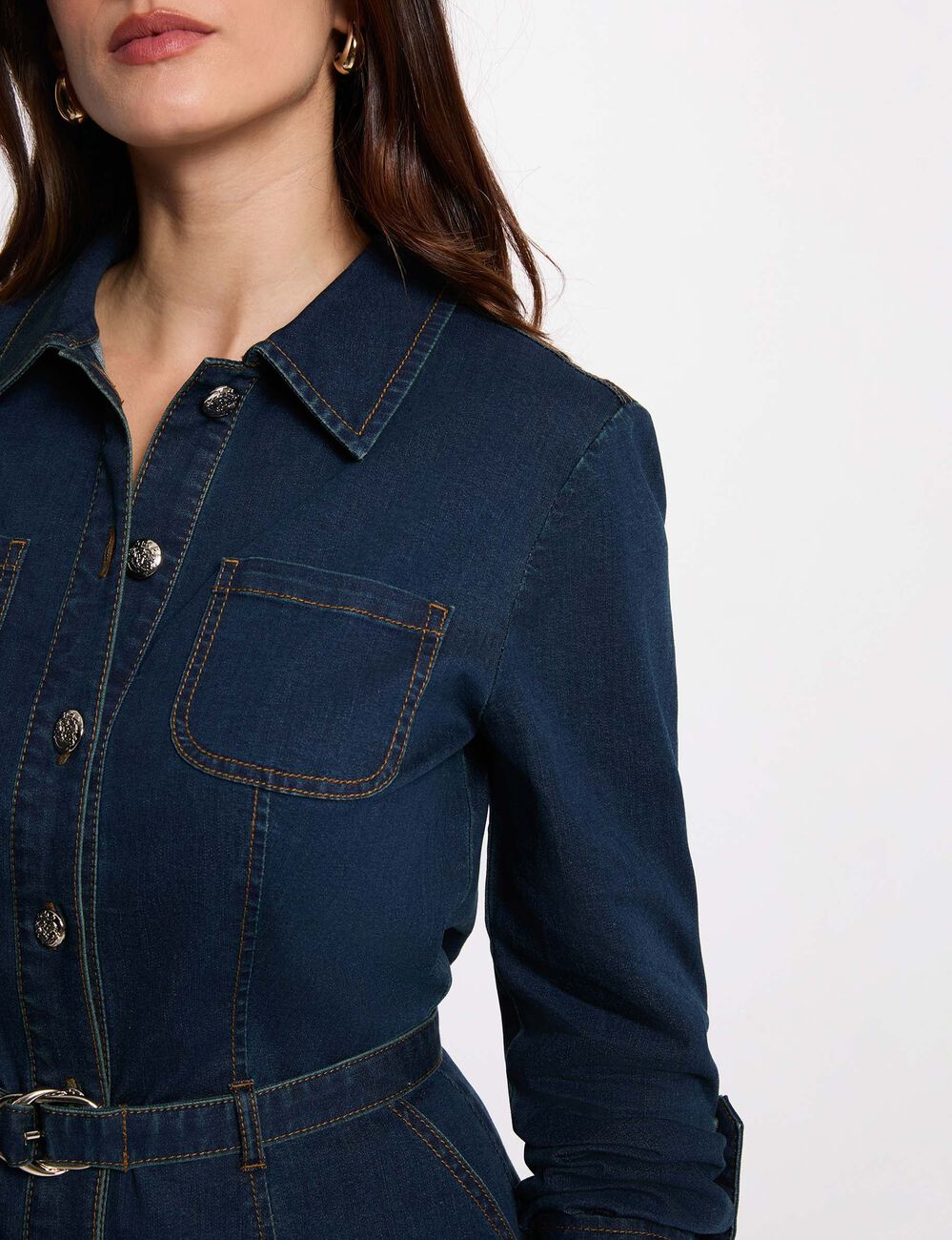 Robe courte ajust&eacute;e denim brut femme