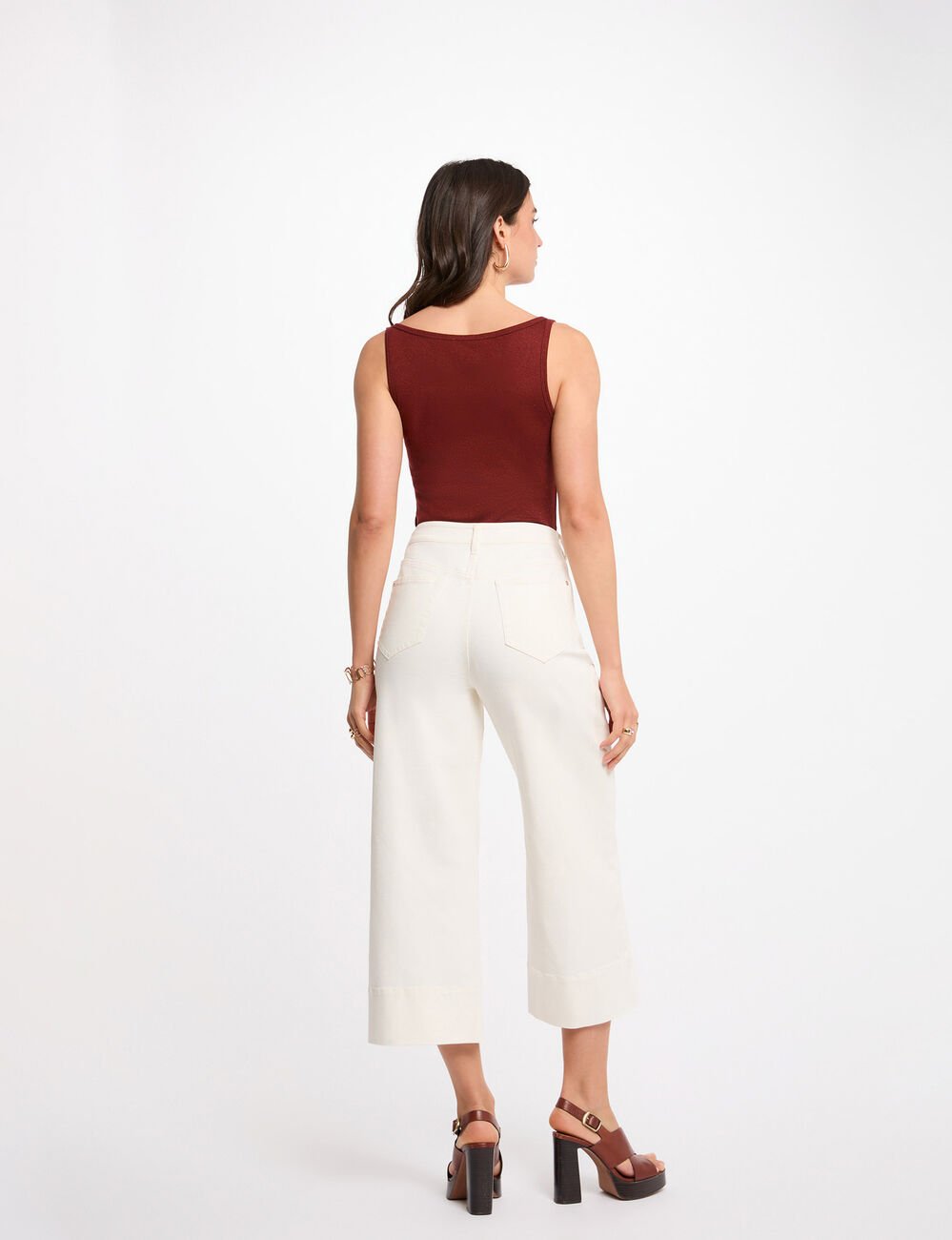 Tailliertes T-Shirt cognacbraun damen