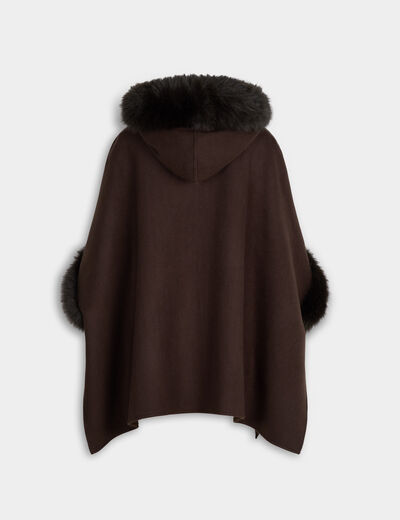 Poncho aus Kunstfell dunkelbraun damen