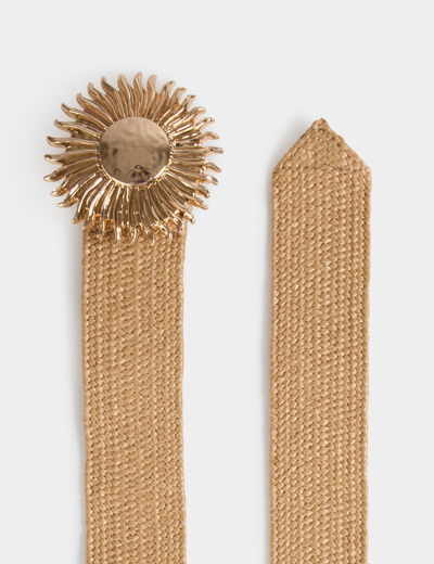 Ceinture large beige femme
