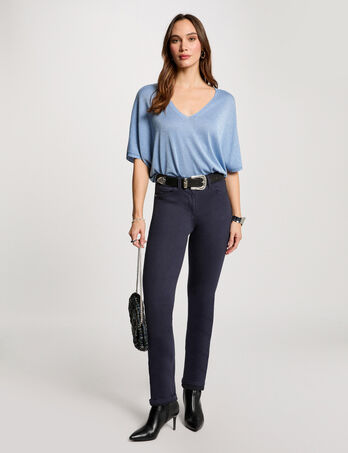 Pantalon droit bleu marine femme