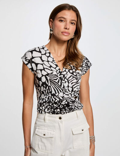 T-shirt mit kurzen Ärmeln weiss damen