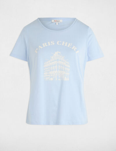T-shirt mit Aufschrift himmelblau damen