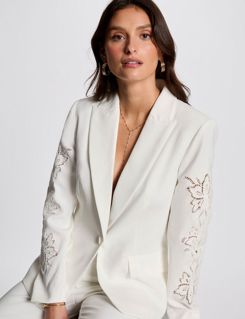 blazer manches dentelle blanc femme Blazer manches dentelle blanc femme